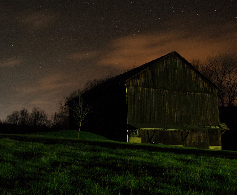 Farmhouse in the dark